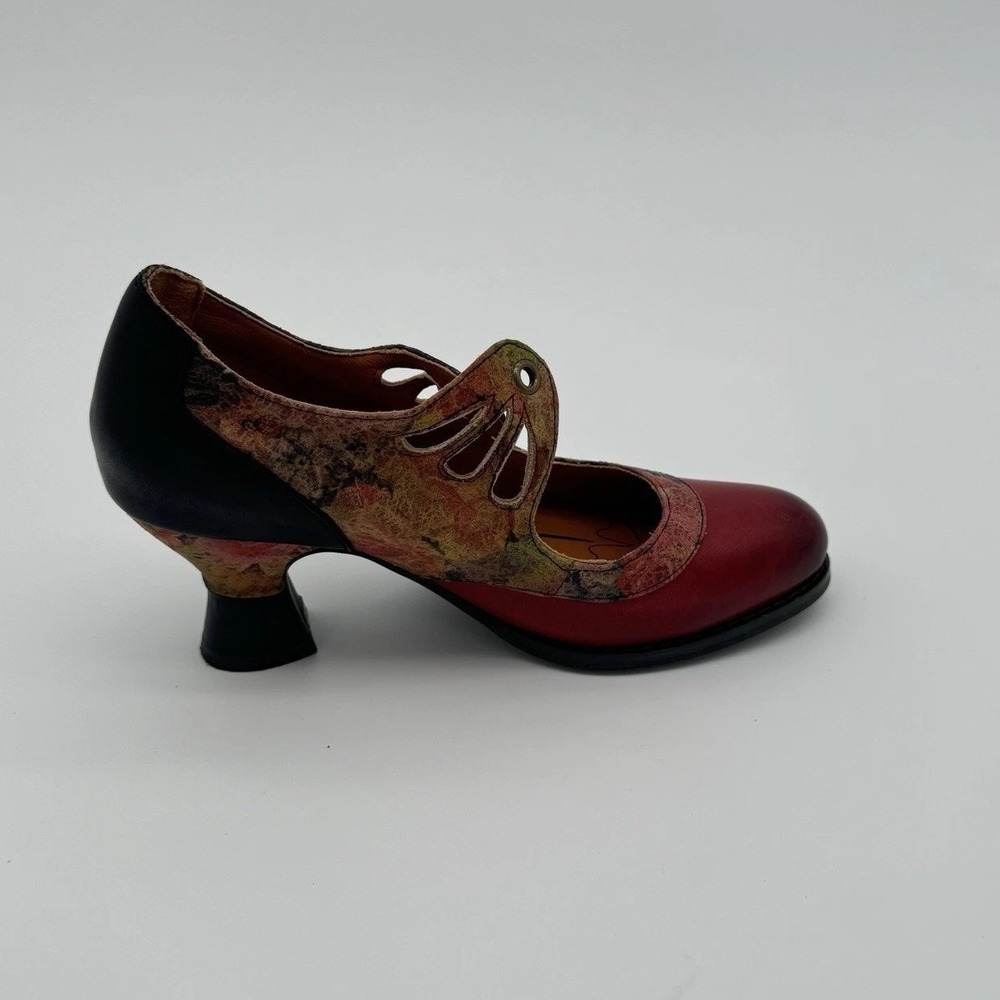 L'Artiste by Spring Step Kallandra Heels Red Multi Leather Lace Up Victorian 5.5 - Picture 5 of 16